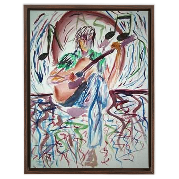 Josiah and Guitar - Framed Traditional Stretched Canvas