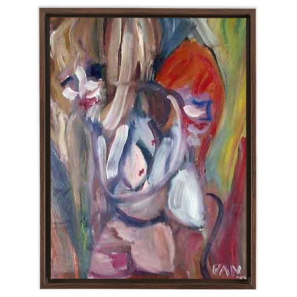 Three Nudes Abstract - Framed Traditional Stretched Canvas