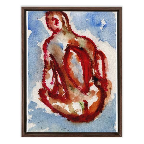 Nude Man Sitting - Framed Canvas Wraps
