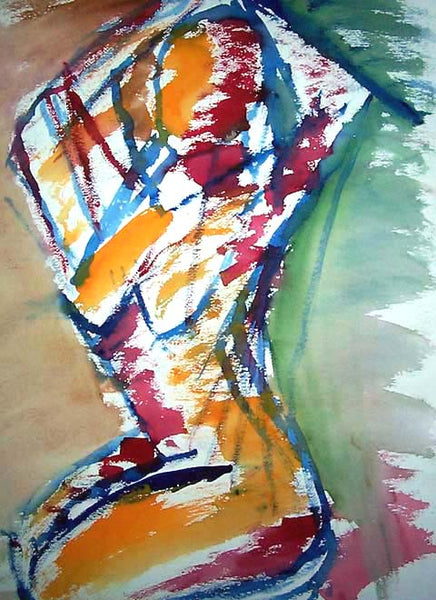 13x19 inch sized signed watercolor print - Cubist. Nude