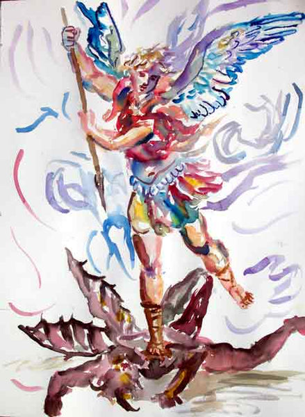 Letter sized signed glossy print -  St. Michael and the Devil