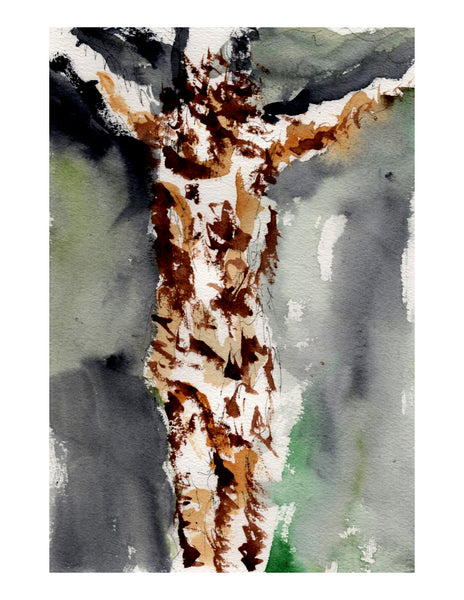 Original signed watercolor painting -  Gory Crucifixion