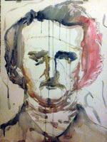 Open edition watercolor print of Edgar Allan Poe signed by artist - Dan Joyce art