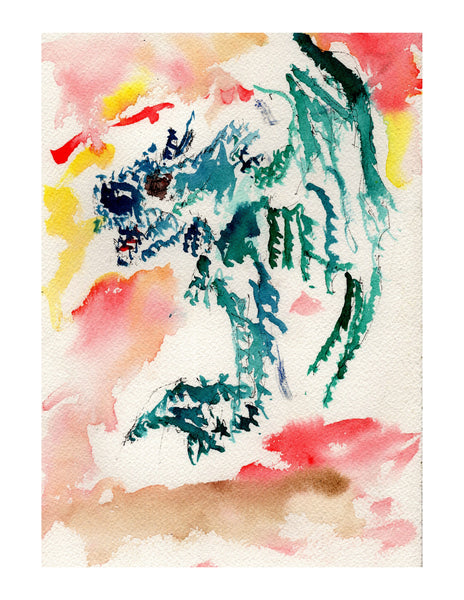 Original signed watercolor painting - I Believe in Dragons and Fairy Tales - Dan Joyce art