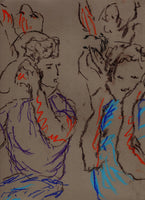 Original signed pastel drawing on toned paper - Engage the Crowd - Dan Joyce art
