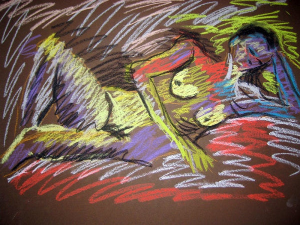 Signed original life drawing pastel sketch on toned paper - Nude #10 - Dan Joyce art