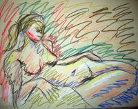 Signed original life drawing pastel sketch on toned paper - Nude #13 - Dan Joyce art