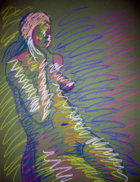 Signed original life drawing pastel sketch on toned paper - Nude #19 - Dan Joyce art