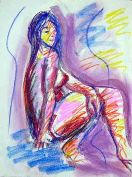 Nude life drawing pastel sketch signed original #4 - Dan Joyce art
