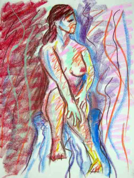 Nude life drawing pastel sketch signed original #5 - Dan Joyce art