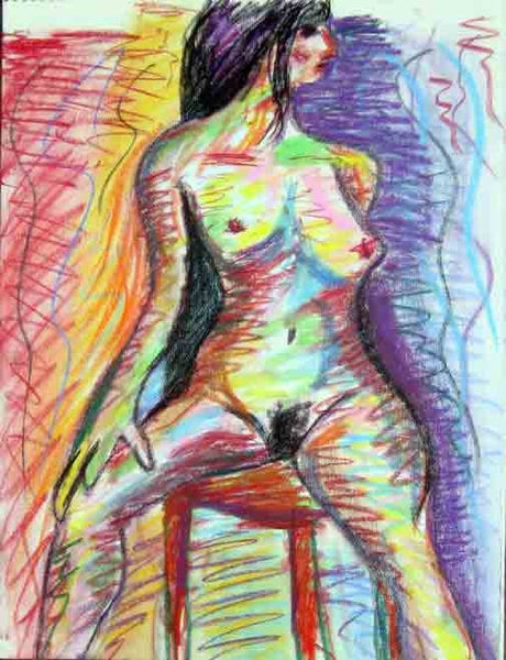 Nude life drawing pastel sketch signed original #8 - Dan Joyce art