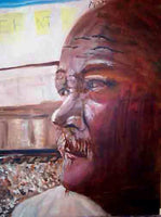 Original 30x40 oil painting on canvas by Dan Joyce - The Homeless Series - Dan the One Legged Man - Dan Joyce art