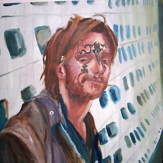 Original 40x40 oil painting on canvas by Dan Joyce - The Homeless Series - Street Artist - Dan Joyce art