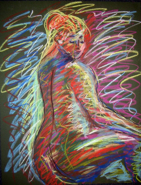 Signed original life drawing pastel sketch on toned paper - Nude #2 - Dan Joyce art