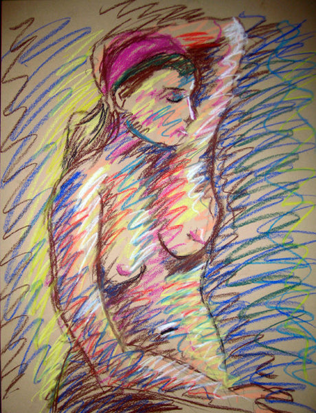 Signed original life drawing pastel sketch on toned paper - Nude #18 - Dan Joyce art