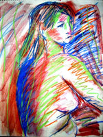 Nude life drawing pastel sketch signed original #1 - Dan Joyce art