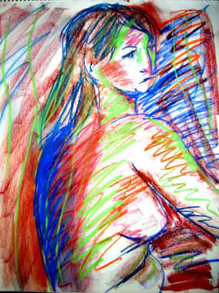 Nude life drawing pastel sketch signed original #1 - Dan Joyce art