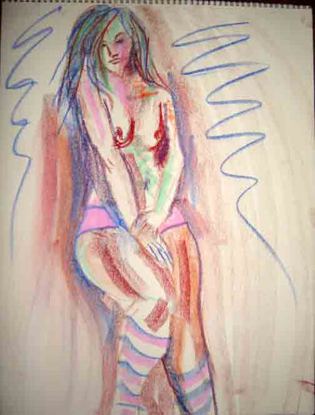 Nude life drawing pastel sketch signed original #3 - Dan Joyce art